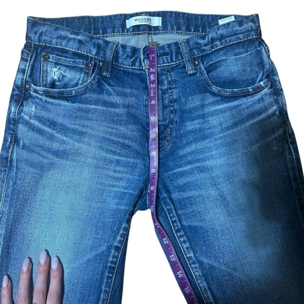 Moussy Denim Jeans Low Mid Rise Skinny Distressed Size 27 medium Wash - Picture 3 of 8